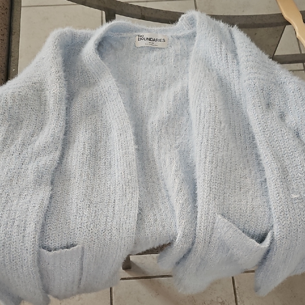 No Boundaries Women's Soft Blue Cardigan